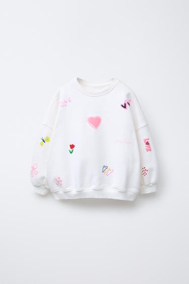 SUDADERA PARCHES CON RELIEVE - Blanco de Zara