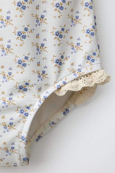 2-6 YEARS/ LACE TRIM FLORAL SWIMSUIT - Beige by Zara - Image 2