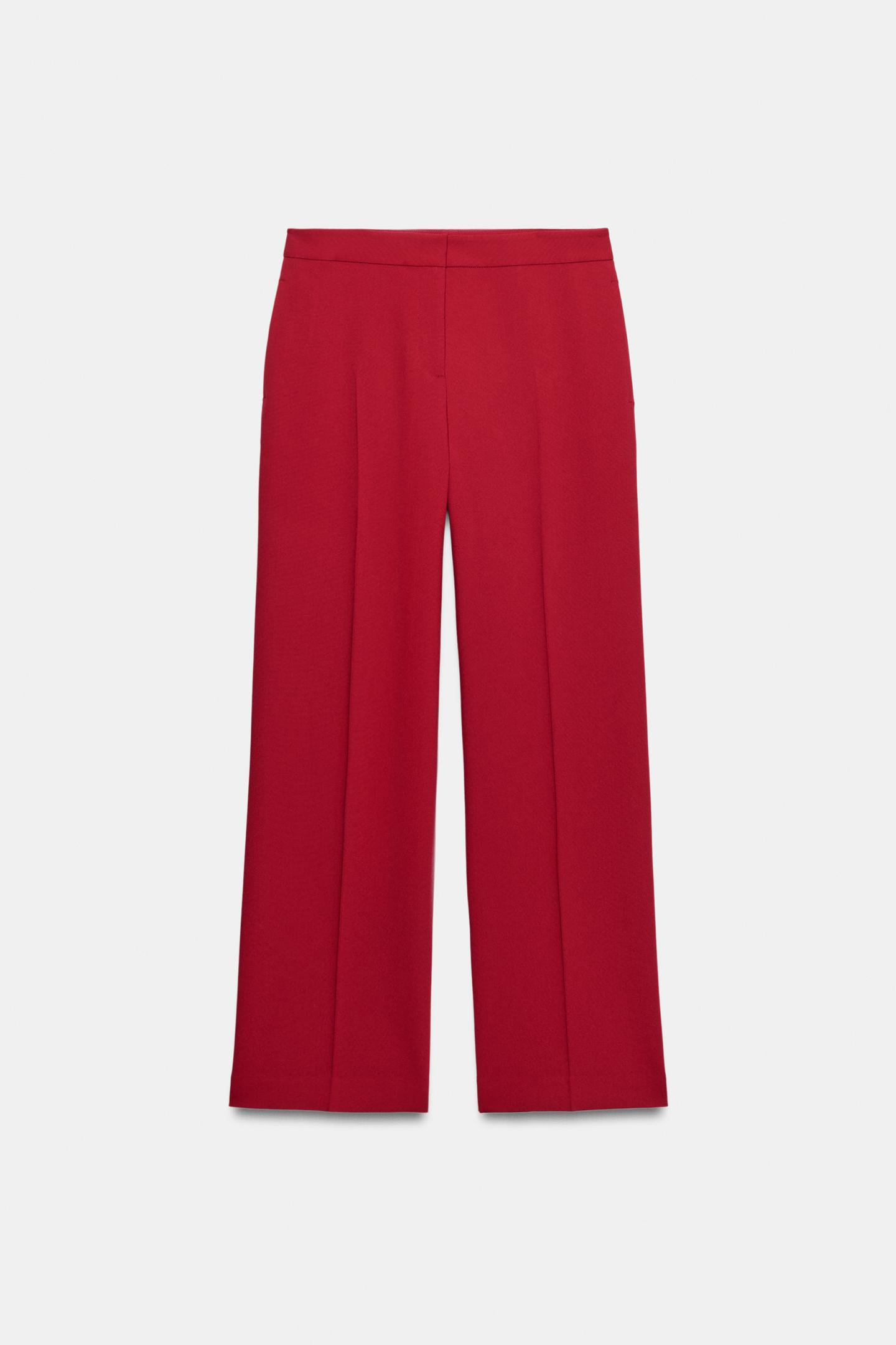 Женские брюки Zara Wide Leg, цвет: Красный — фото 7