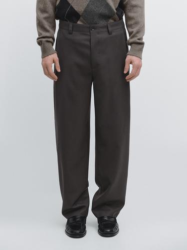Zara Relaxed fit wool blend trousers - Steel