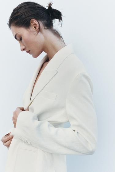 ZW COLLECTION LINEN BLEND BLAZER - Ecru by Zara - Image 2