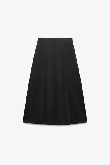 SOFT BUTTON MIDI SKIRT - Black by Zara - Image 3