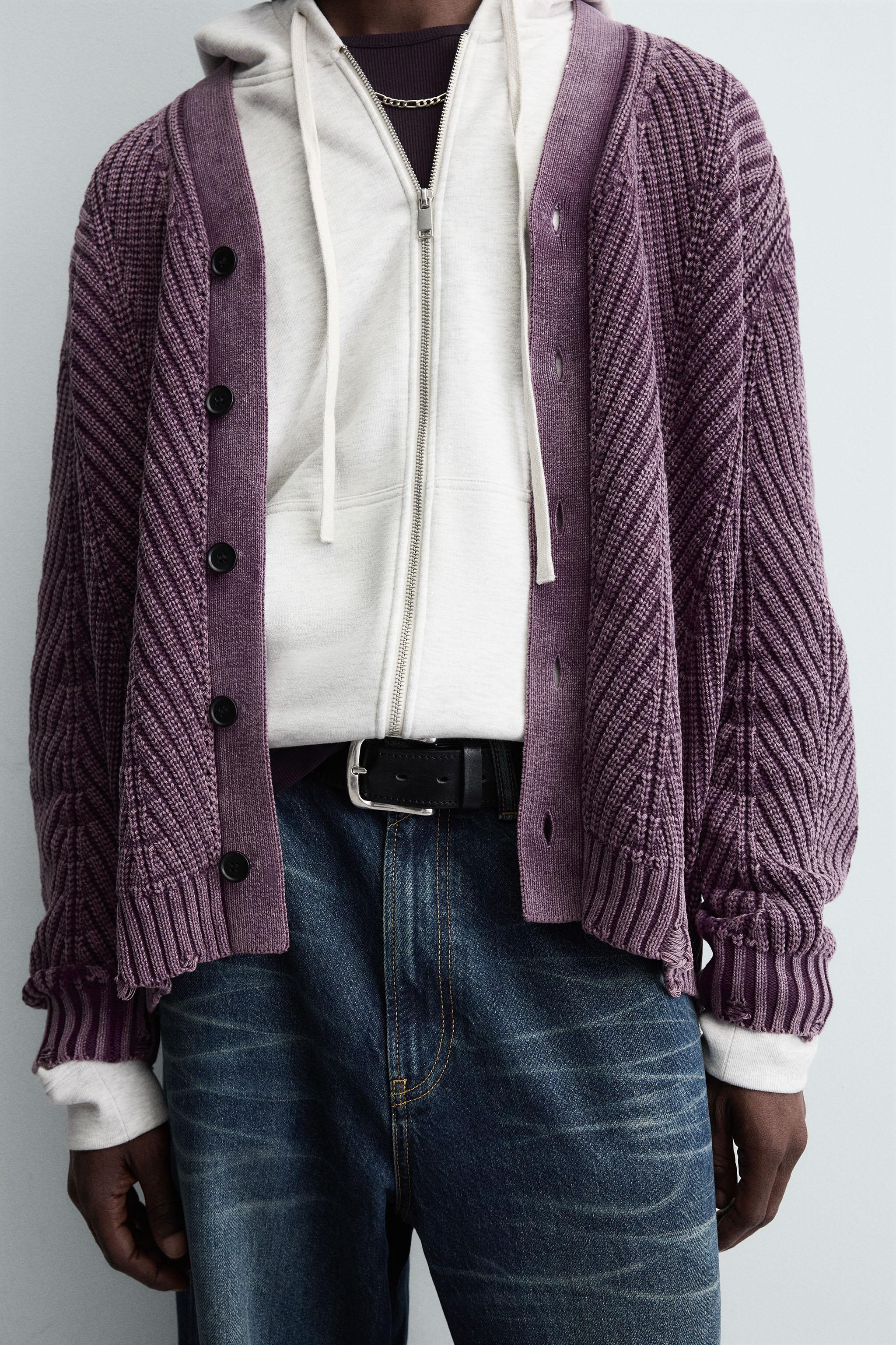 CARDIGAN STRUTTURA EFFETTO ROTTO - Lilla | ZARA Italia / Italy