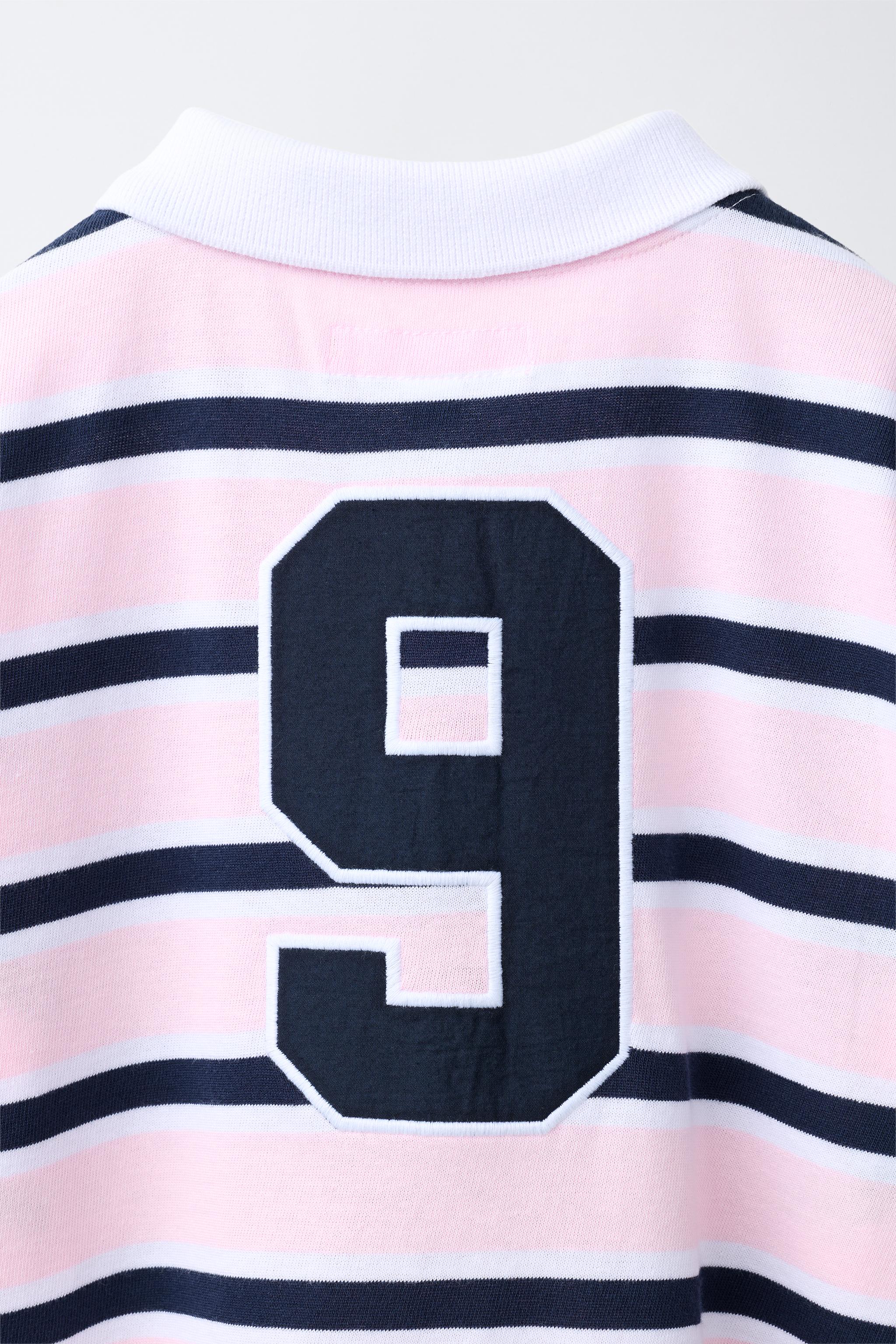 Детские рубашки Zara STRIPED POLO SHIRT WITH NUMBER — фото 5