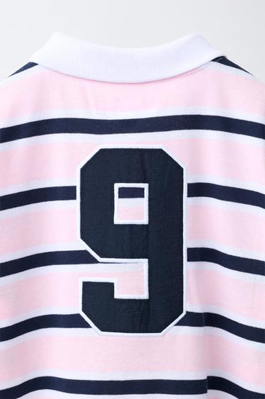 STRIPED POLO SHIRT WITH NUMBER - White / Pink by Zara - Image 3