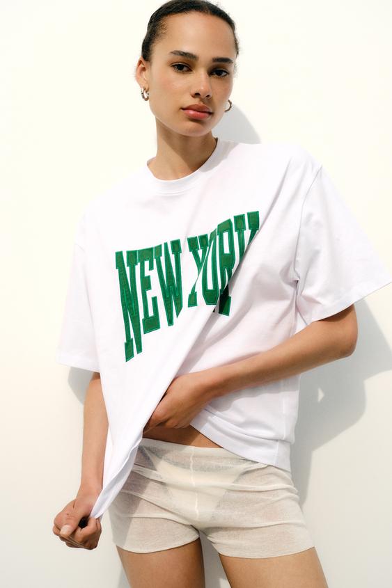 NEW YORK T-SHIRT - White / Green | ZARA Spain