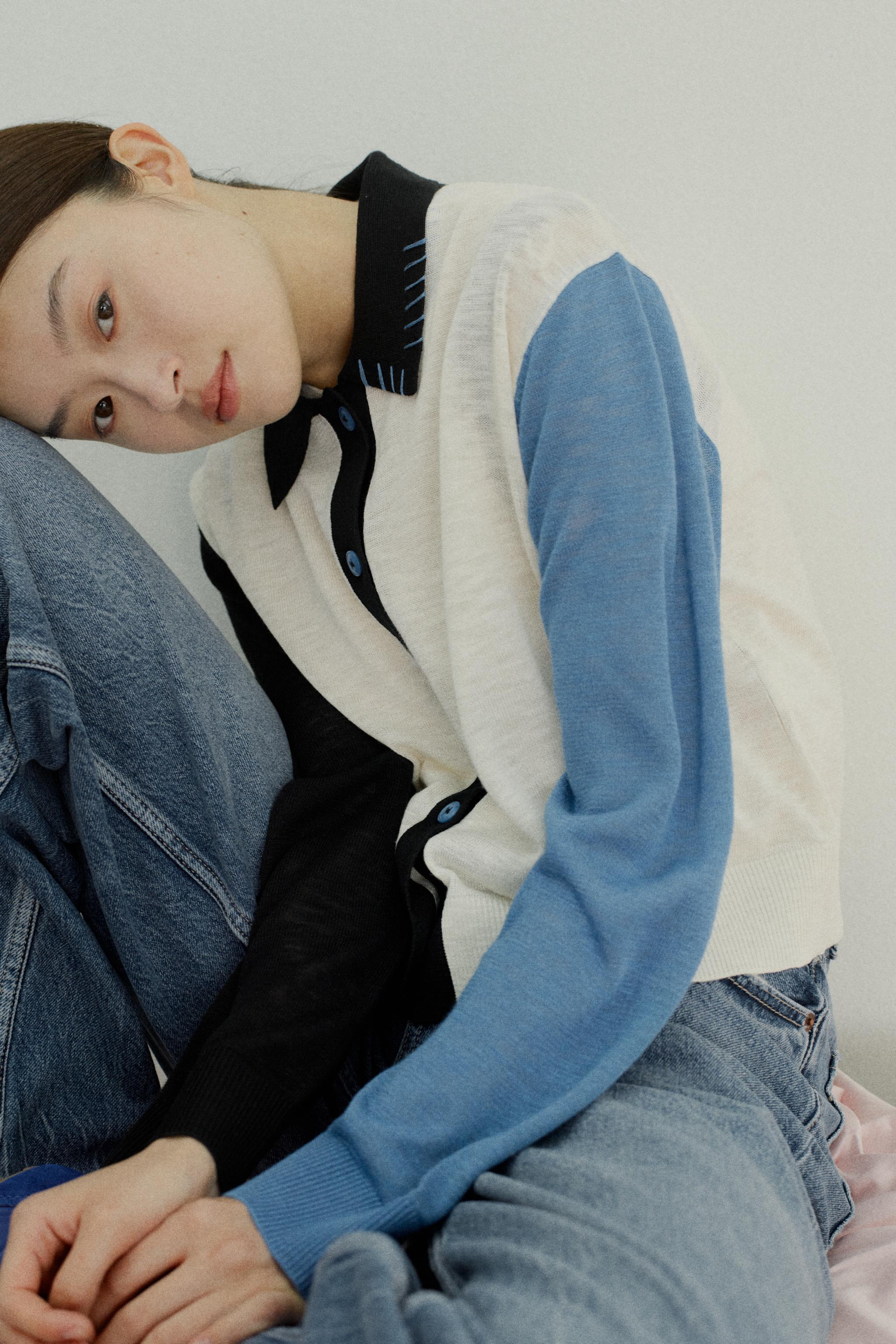 新品ザラコントラストカーディガン ZARA ザラ コントラスト カーディガン L - メルカリ