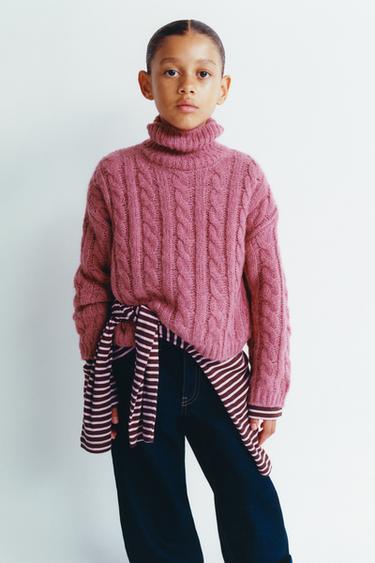 TRICOT KABELTRUI - STOFFIG ROZE van Zara - Afbeelding 0