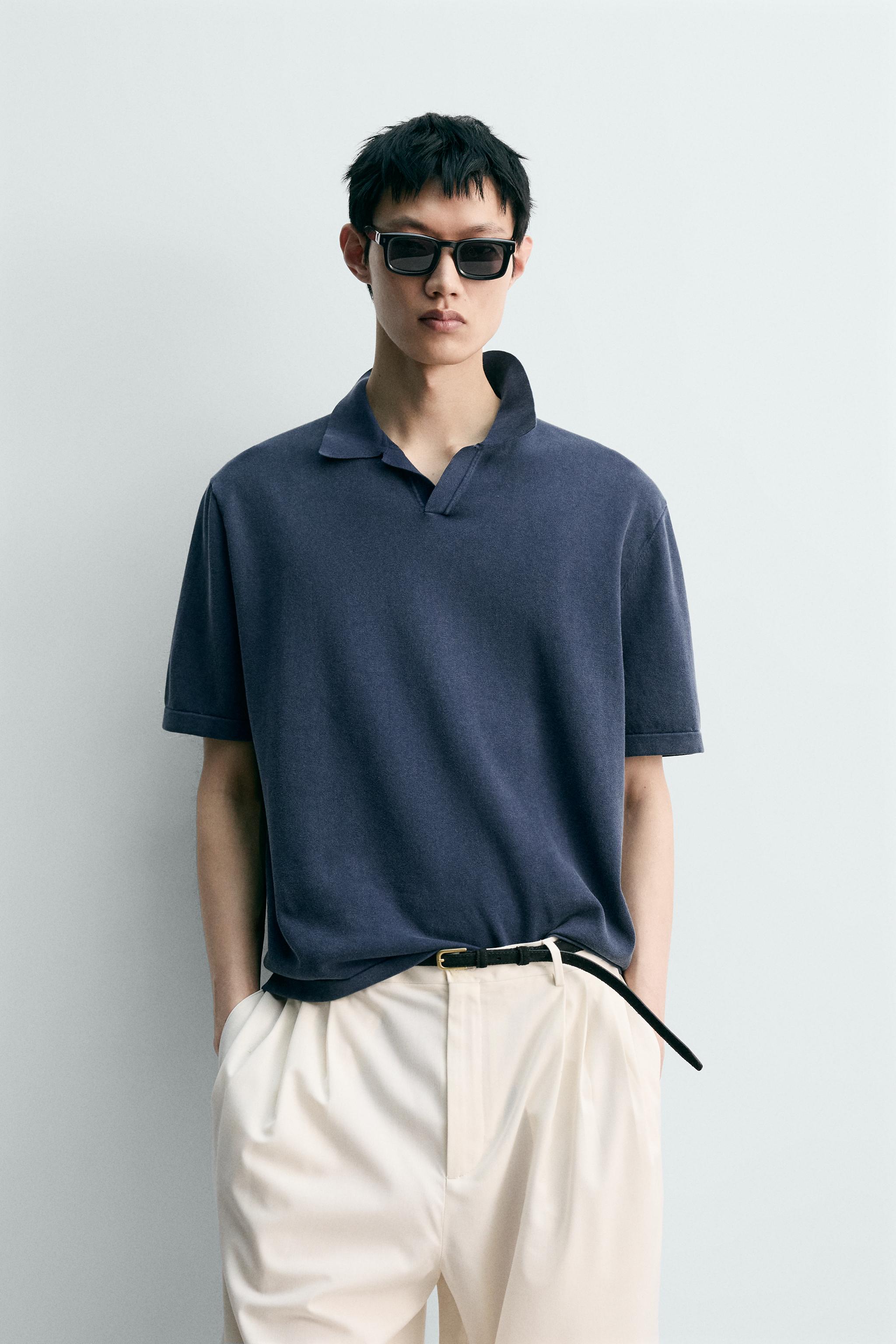 ウォッシュドニットポロ - ブルー | ZARA Japan / 日本