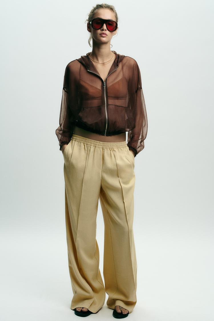 HOODED ORGANZA JACKET Brown ZARA Canada