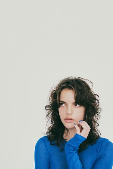 Zara SUPIMA® LONG SLEEVE T-SHIRT - Electric blue