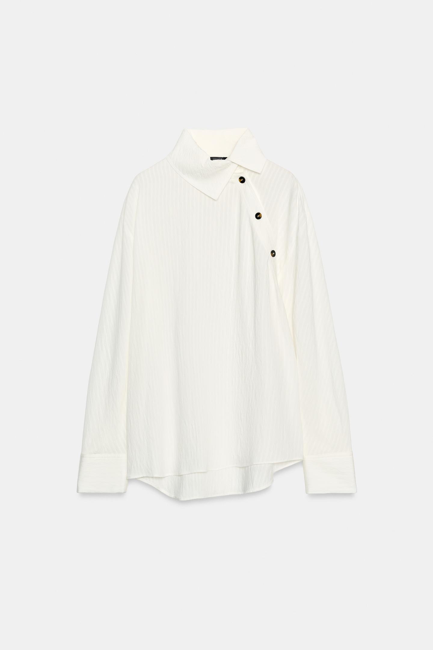 Женская рубашка Zara Striped Wrap, цвет: Белый — фото 8
