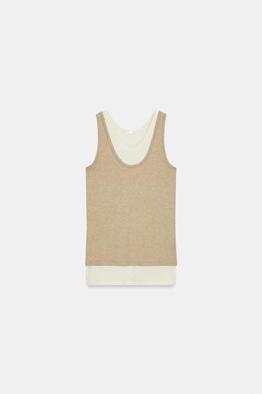 DOUBLE-LAYER STRAPPY TOP - Ecru / Beige by Zara
