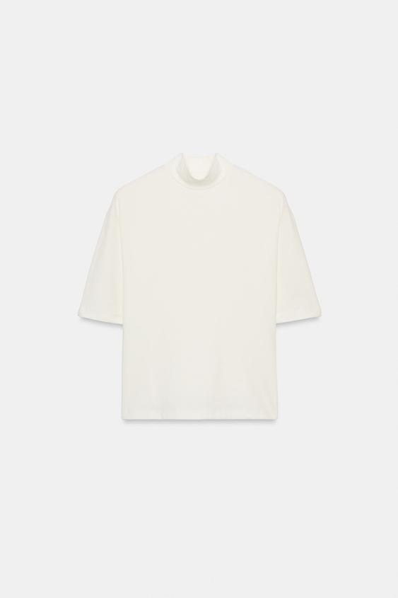 CAMISETA CUELLO PERKINS - Blanco roto de Zara - Imagen 0