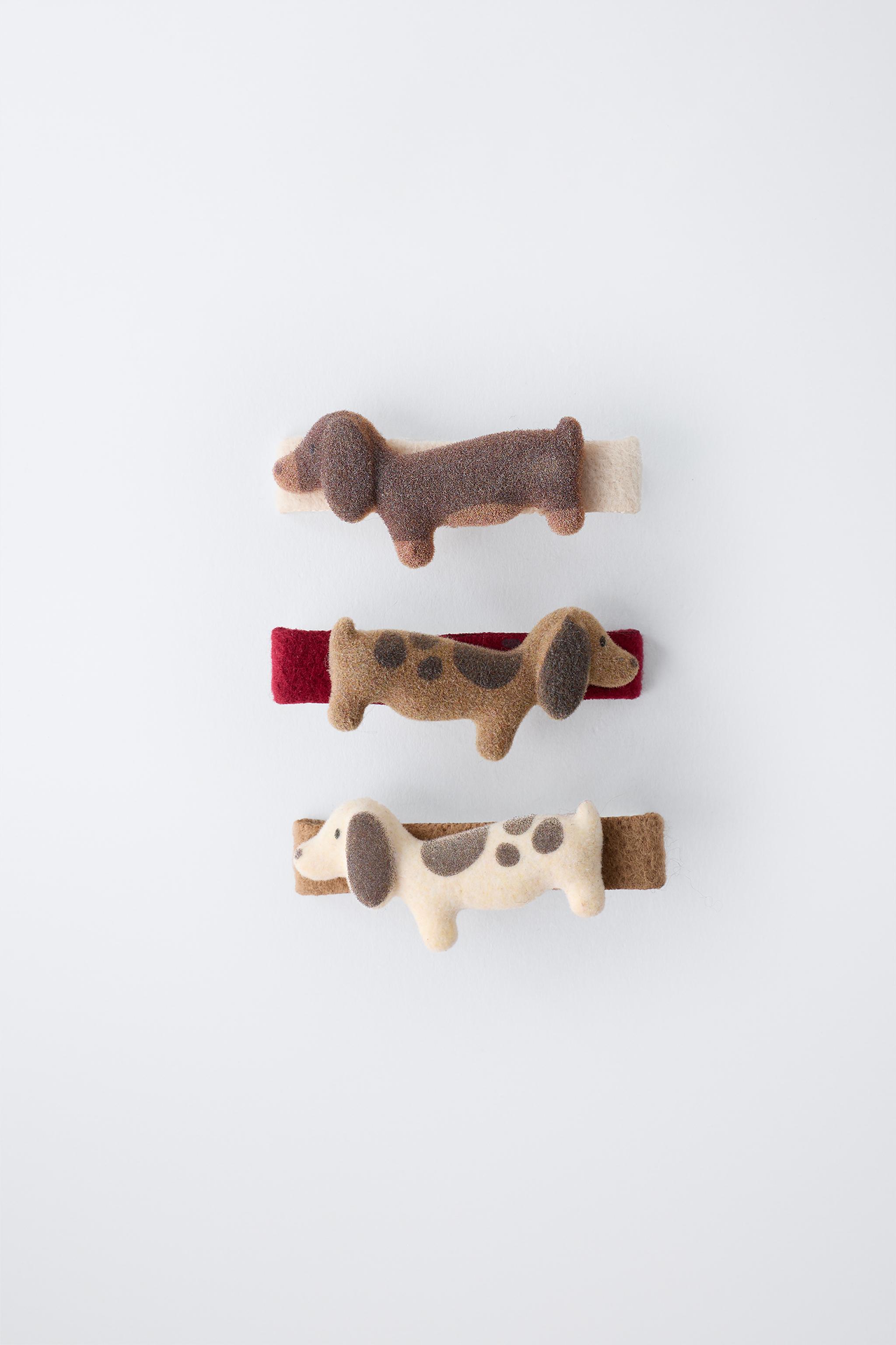 PACK OF THREE BARRETTE DOGS FLOCK