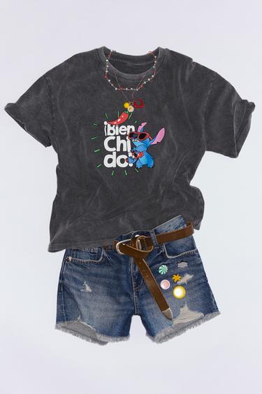 T-SHIRT MIT WASCH-OPTIK – LILO & STITCH © DISNEY - Anthrazit von Zara