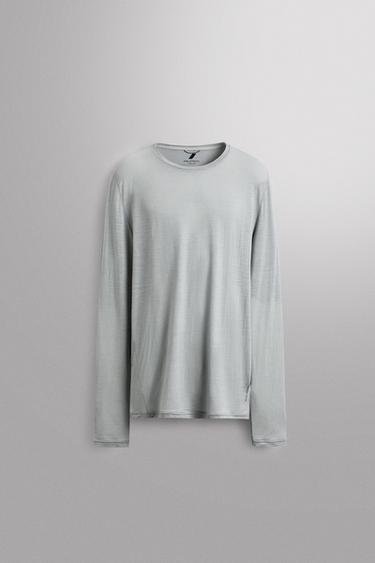 ЖАККАРДОВАЯ ФУТБОЛКА В ПОЛОСКУ С ШЕРСТЬЮ — АНТРАЦИТОВО-СЕРЫЙ от Zara