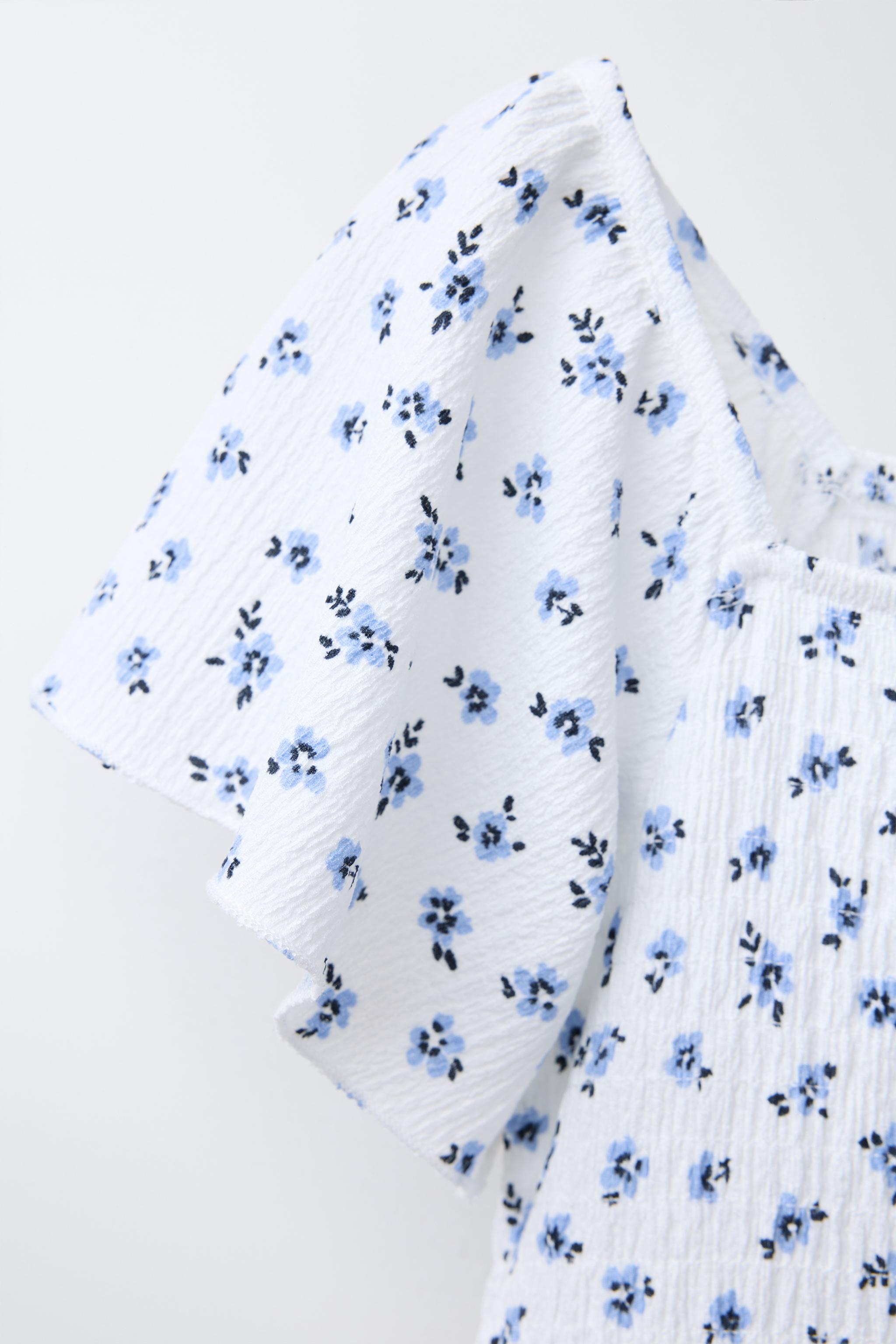 テクスチャー フラワー ワンピース - ブルー | ZARA Japan / 日本
