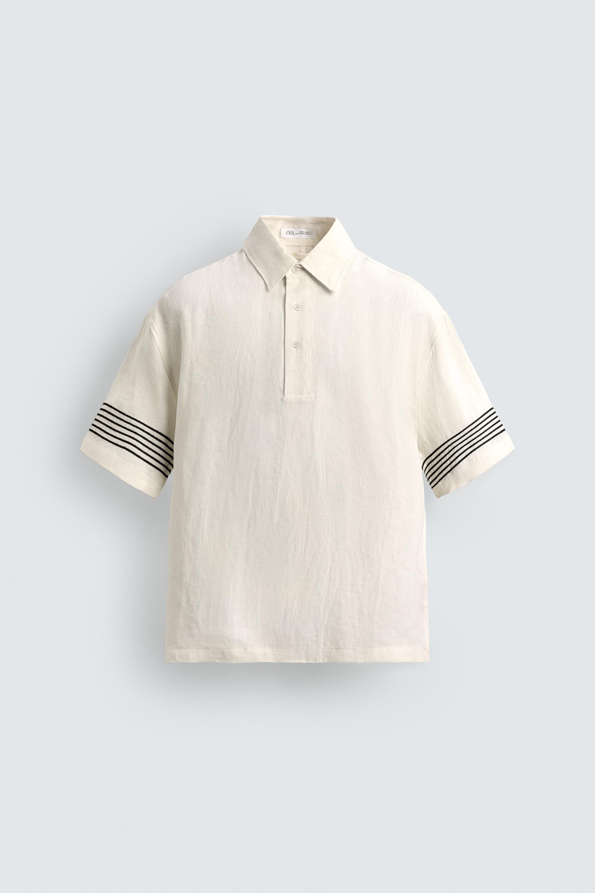 100% LINEN POLO SHIRT — Ecru