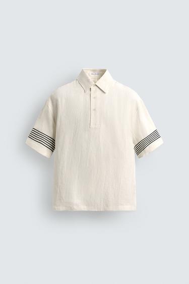 100% LINEN POLO SHIRT - Ecru by Zara