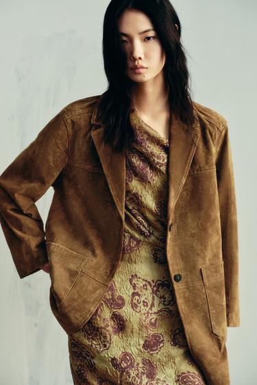 100% LEATHER LONG JACKET - whisky by Zara