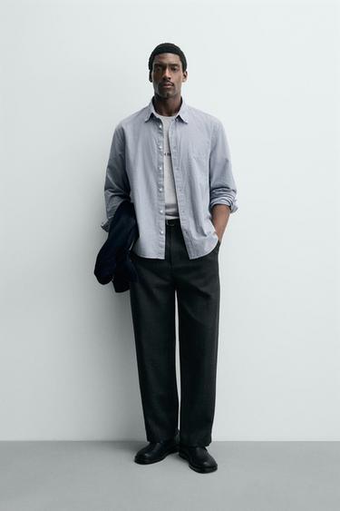 CAMISA ESTRUCTURA CUADROS - Marino / Blanco de Zara - Imagen 0