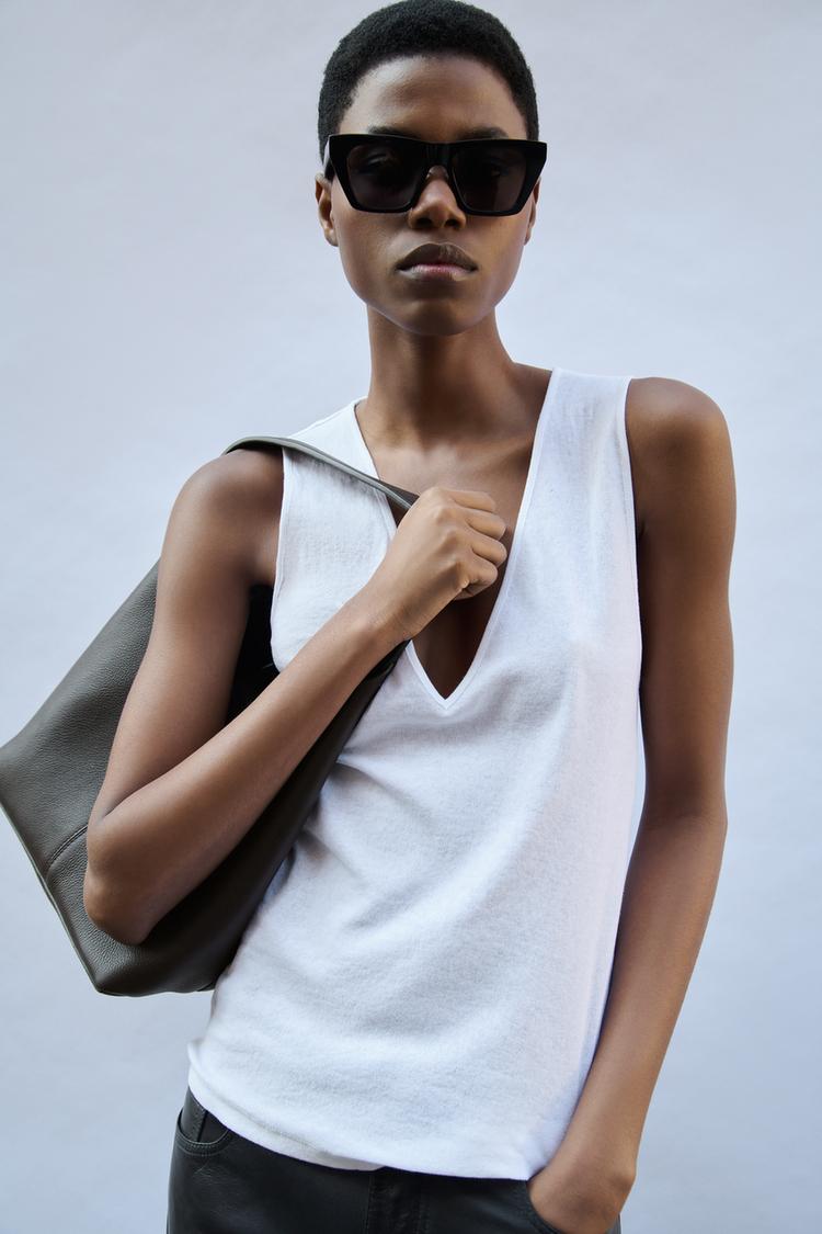 粒子状効果レザーバケットバッグ - チョコレート | ZARA Japan / 日本 