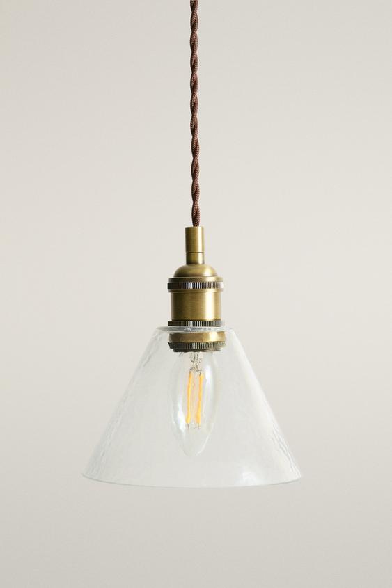 GLASS AND IRON CONE LAMPSHADE CEILING LAMP - Gold by Zara - Image 0