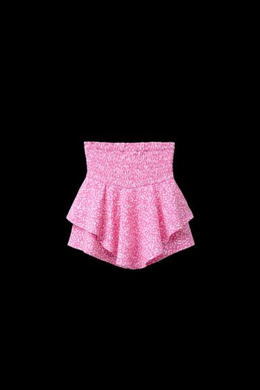 FALDA BERMUDA FLORES CAPA - Rosa de Zara