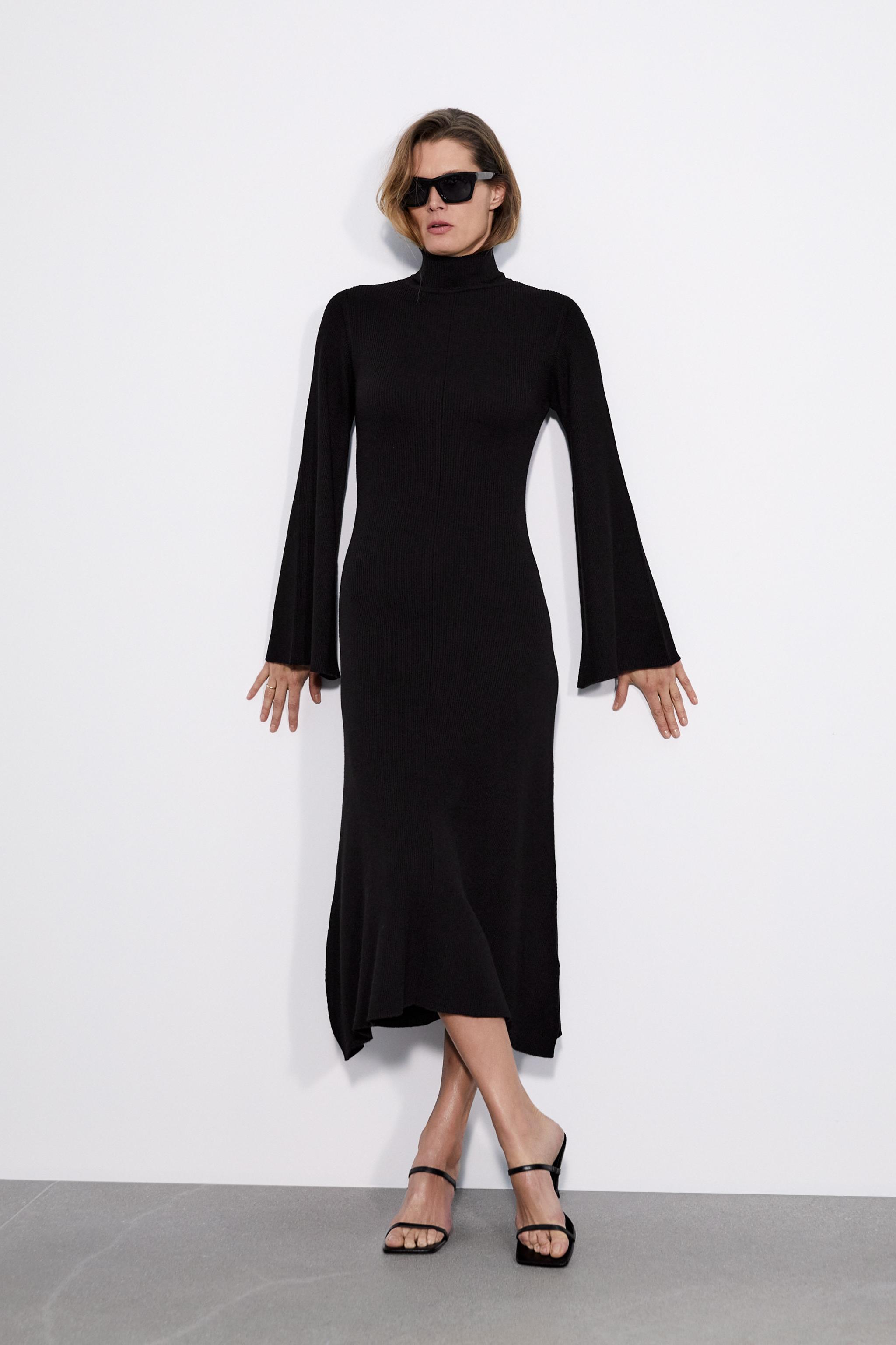 KNIT HIGH NECK DRESS Black ZARA Spain