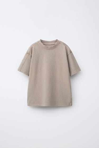 ENSEMBLE T-SHIRT ET BERMUDA UNI TEINT SUR PIÈCE - Marron clair de Zara - Image 1