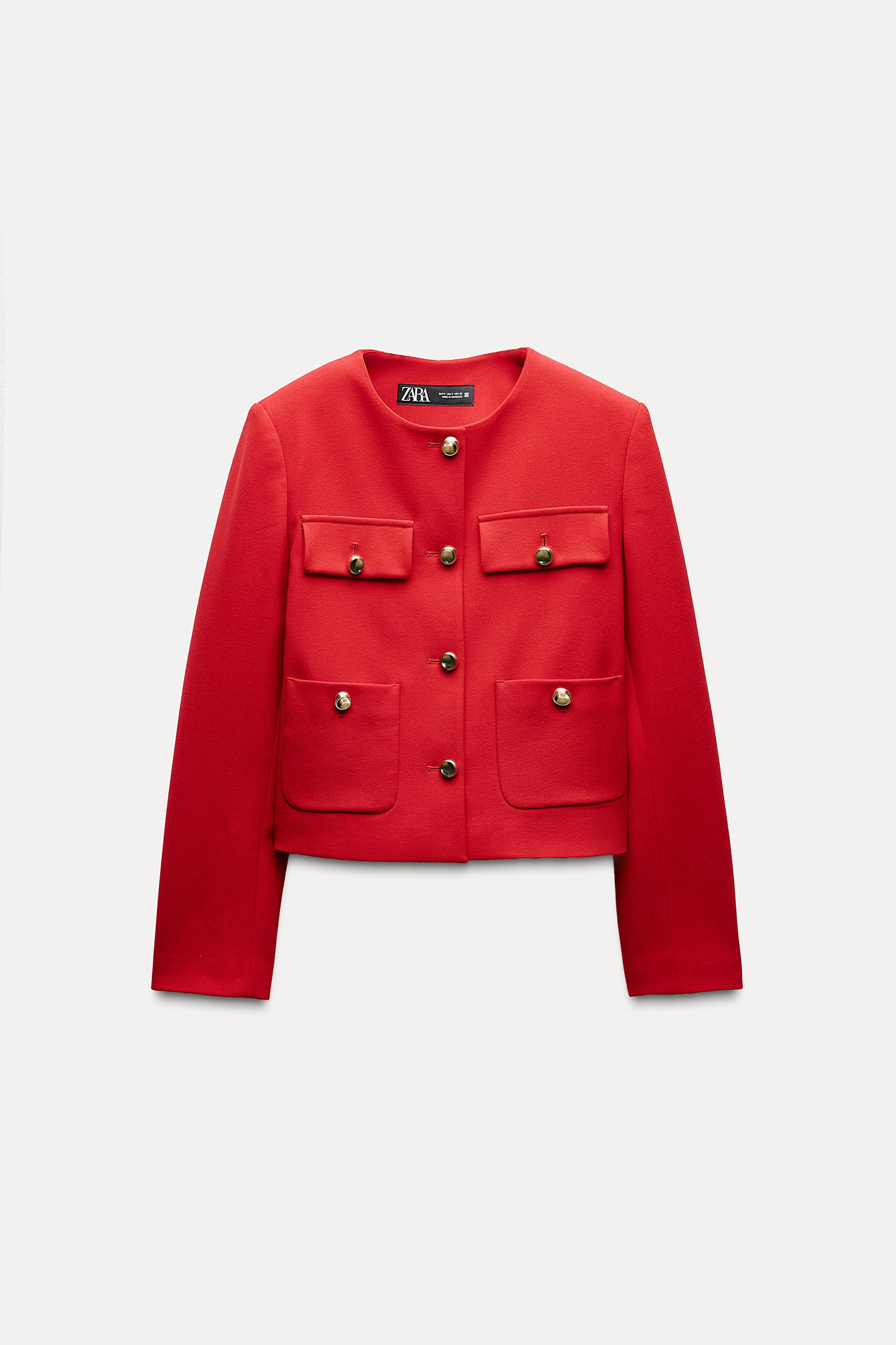 VESTE COURTE A BOUTON DORE Rouge ZARA France