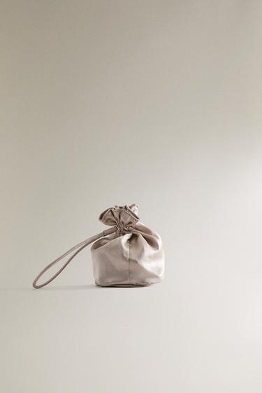 SILK BUCKET BAG - Ecru White by Zara