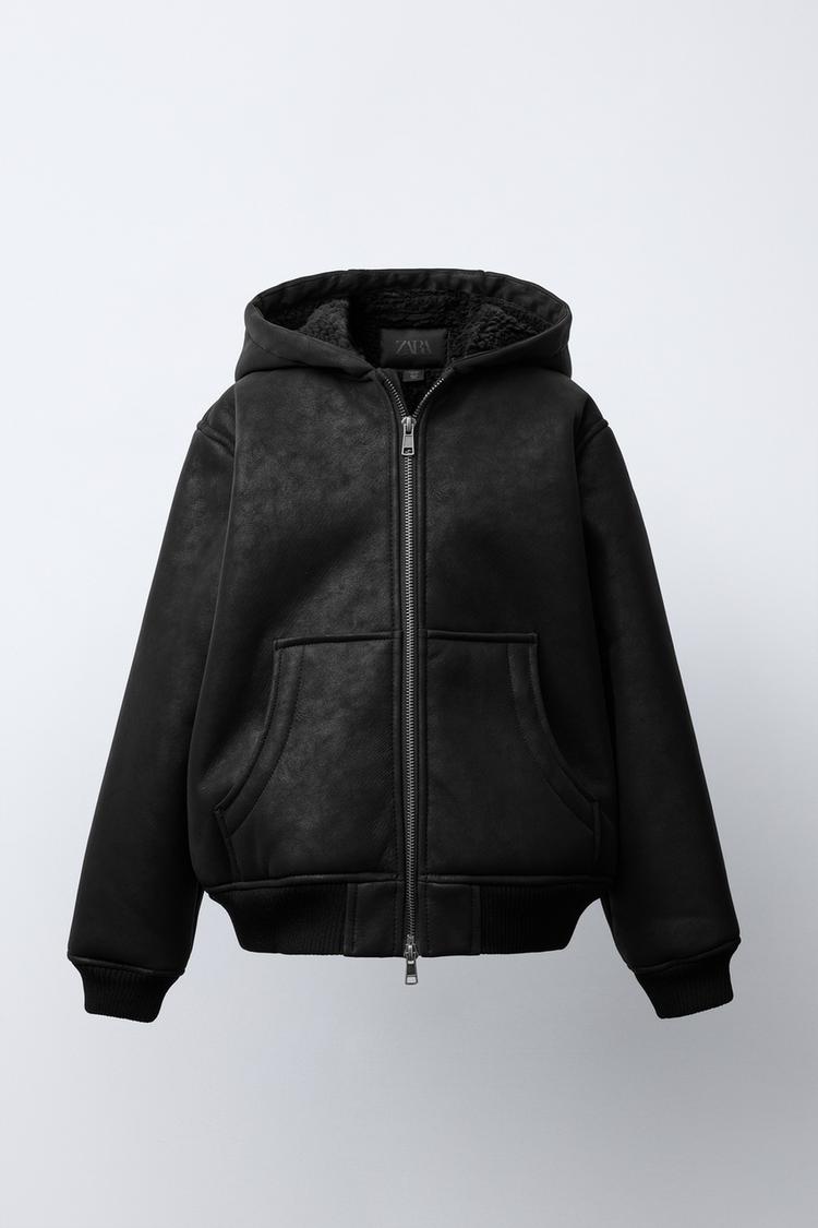 DOUBLE-FACED hoodie JACKET Black ZARA United States - Main Image