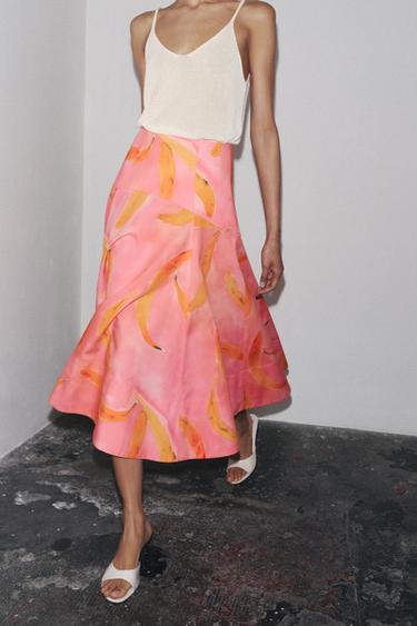 ZW COLLECTION PRINTED MIDI SKIRT - Pink by Zara - Image 1