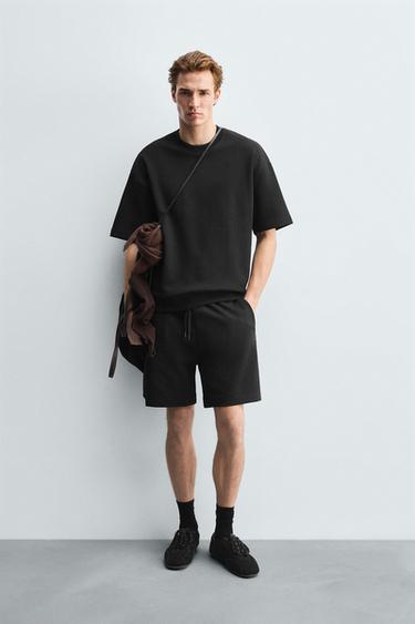 TECHNICAL INTERLOCK BERMUDA SHORTS - Black by Zara