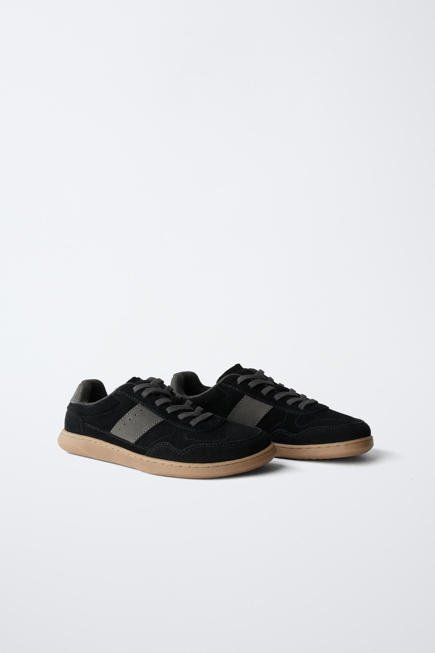 Детские кроссовки Zara Leather Barefoot, цвет: Чёрный — фото 2