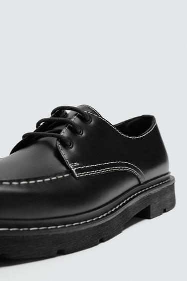 STITCHED LEATHER SHOES - Black by Zara - Image 5