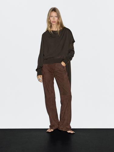Zara Knit sweater with scarf detail - Brown - Image 0