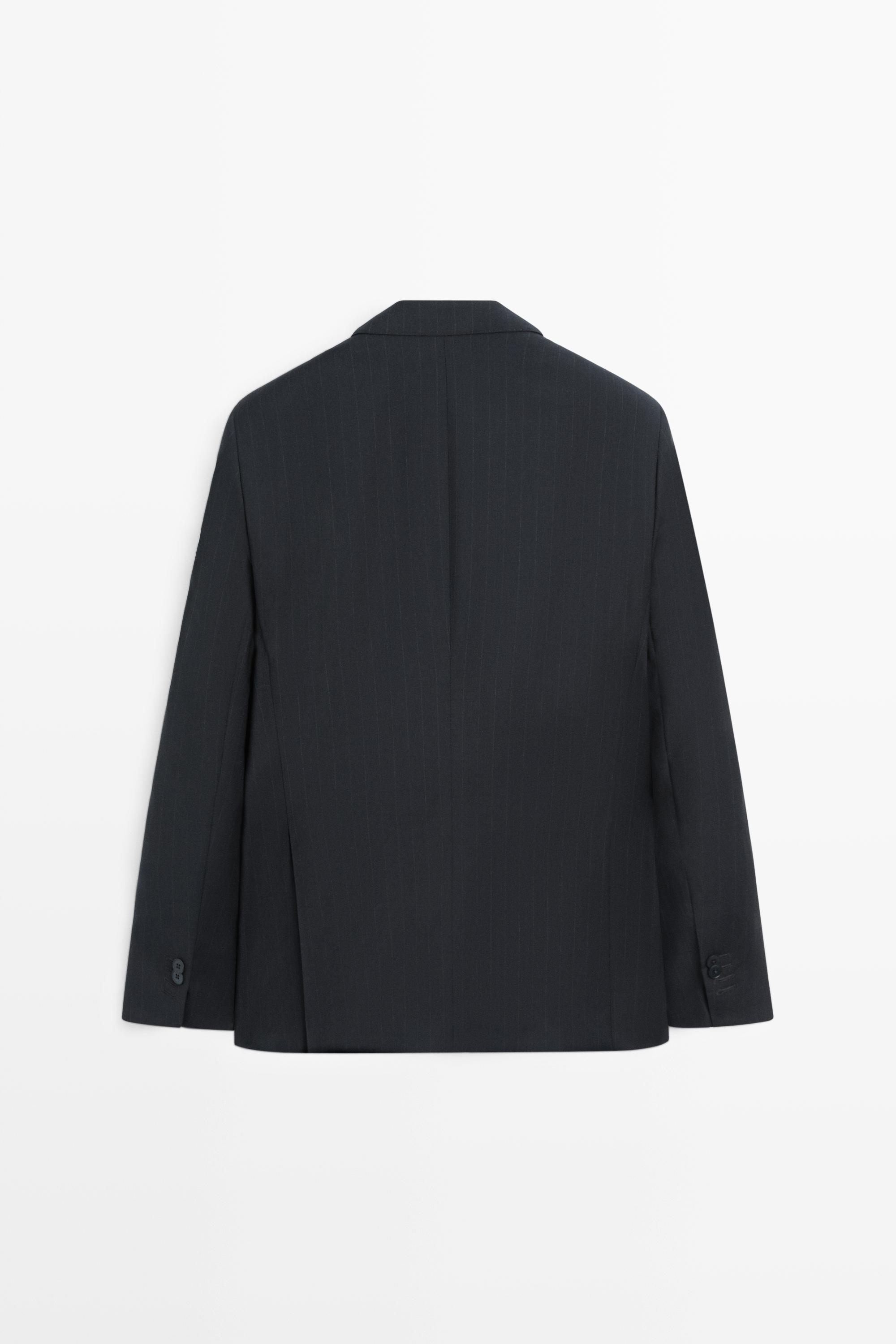 Striped 100% cool wool suit blazer