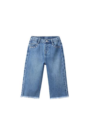 CULOTTE JEANS WITH HEART STUDS - Mid-blue by Zara - Image 0