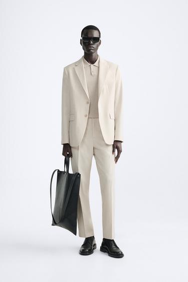 КОСТЮМНЫЙ ПИДЖАК ИЗ РЕЛЬЕФНОЙ ТКАНИ — ЭКРЮ от Zara — изображение 0