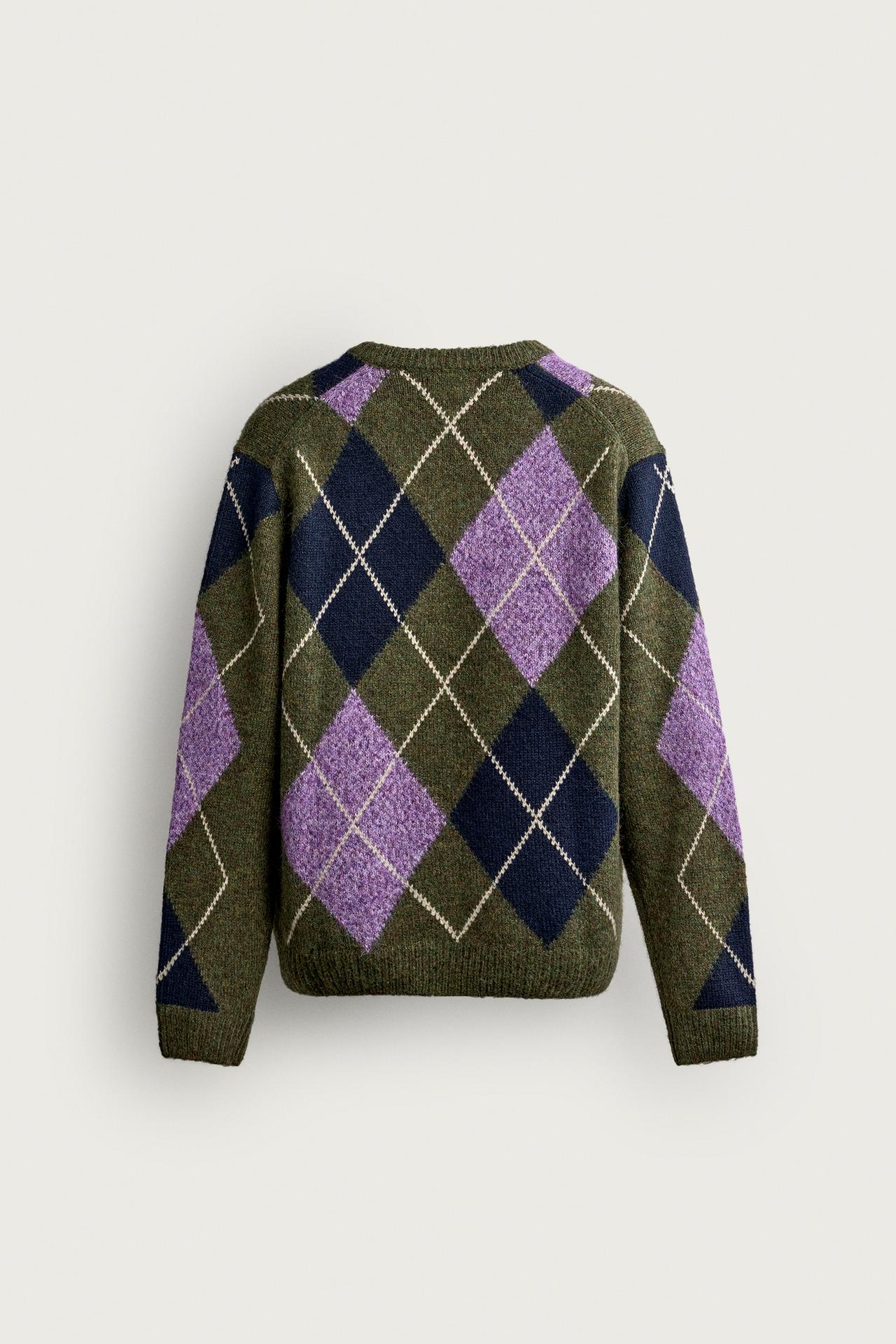 GEOMETRIC JACQUARD SWEATER — Green