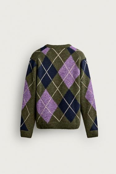 GEOMETRIC JACQUARD SWEATER — Green 2