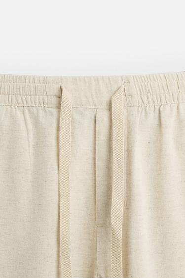 PANTALON RELAXED FIT COTON - LIN - Beige clair de Zara - Image 7