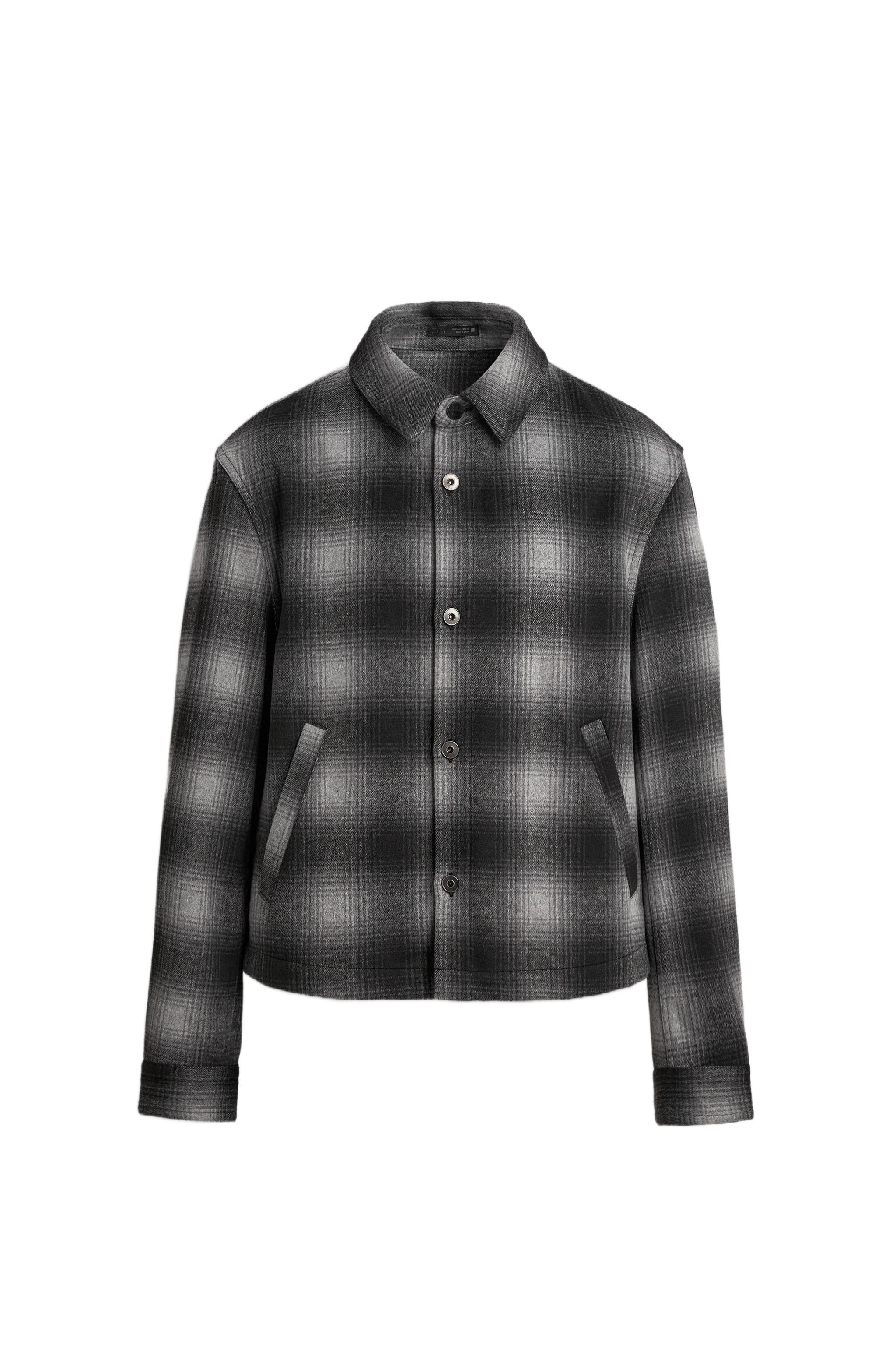 ZARA ウールチェックシャツジャケット チェック柄シャツジャケット - ブラック/ホワイト | ZARA Japan / 日本