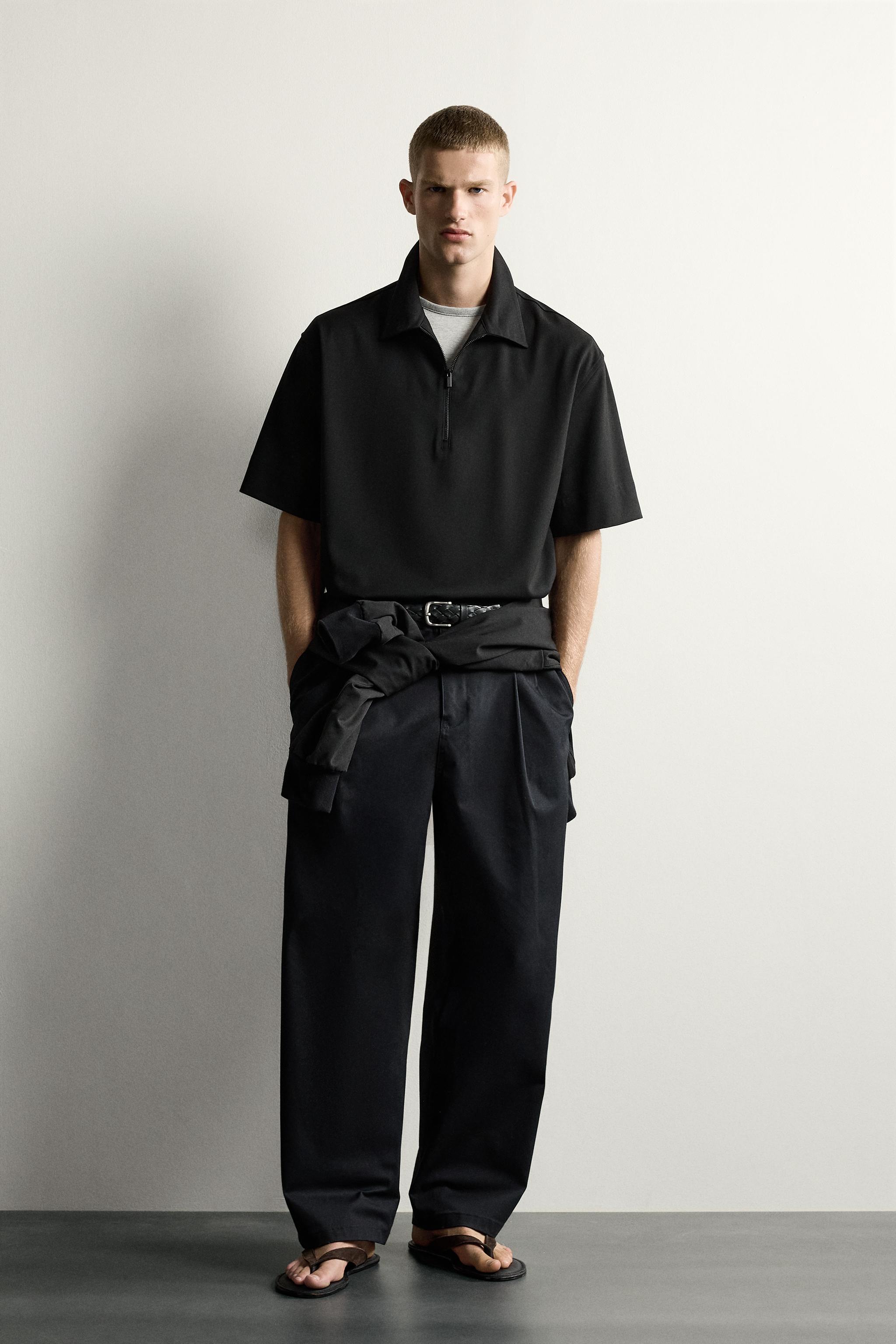 Zara FERMUARLI TEKNİK POLO T-SHIRT