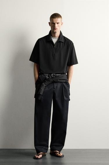 POLO TECHNIQUE À ZIP - Noir de Zara