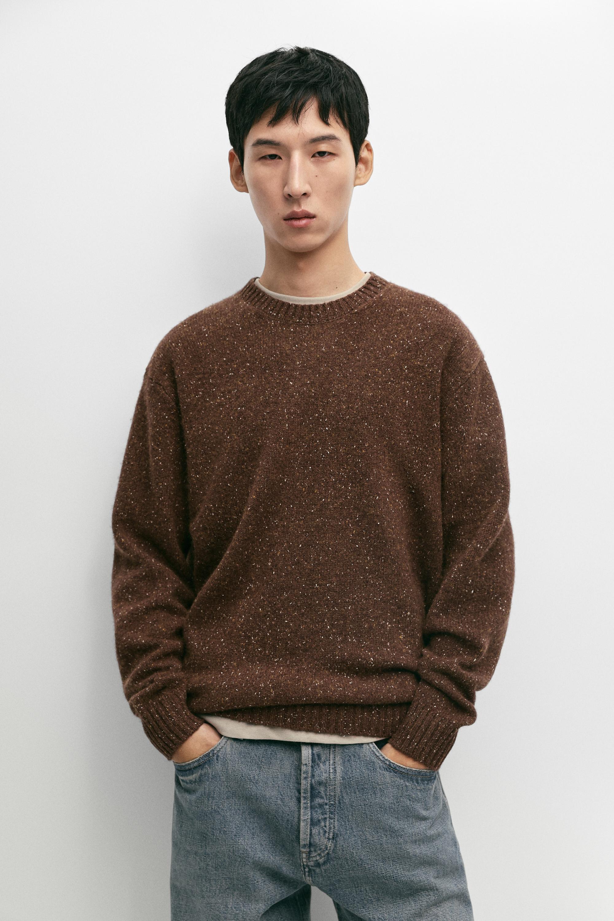 Flecked wool-blend knit sweater