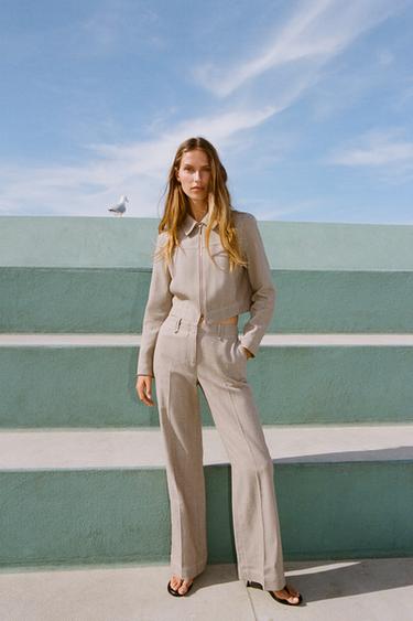 SHORT HERRINGBONE JACKET - Sand by Zara - Image 2
